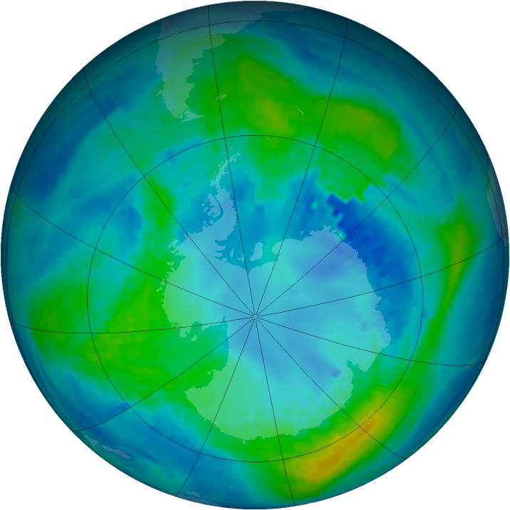Antarctic ozone map for 19 April 2004